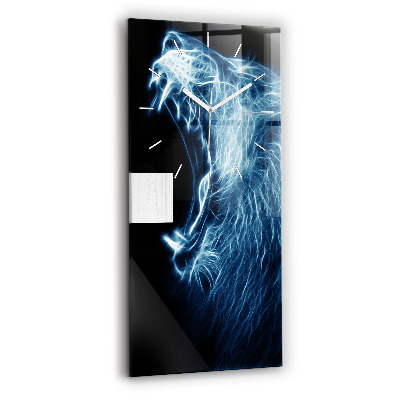 Sklenené nástenné hodiny Divoký lev