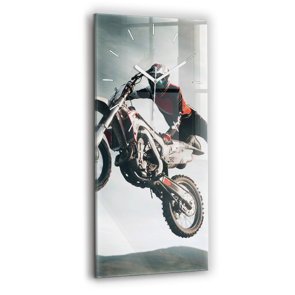 Sklenené hodiny na stenu Adrenalínový štýl na motorke