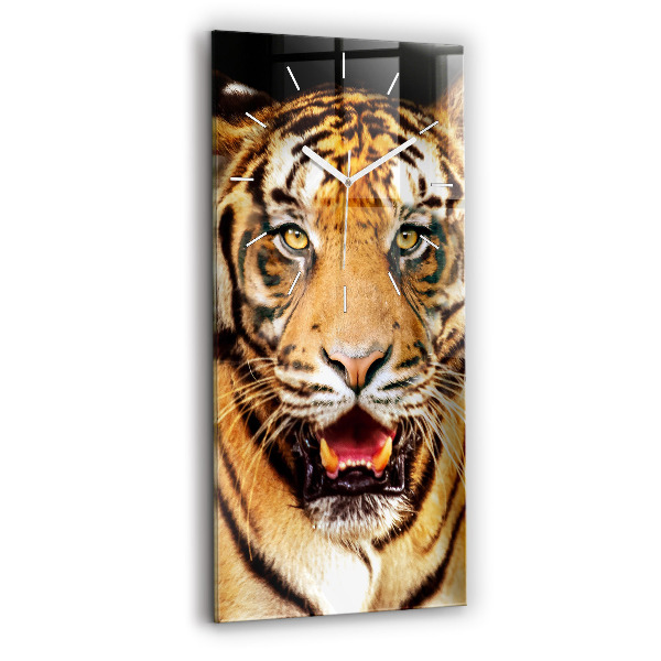Sklenené nástenné hodiny Tiger - divoké oko
