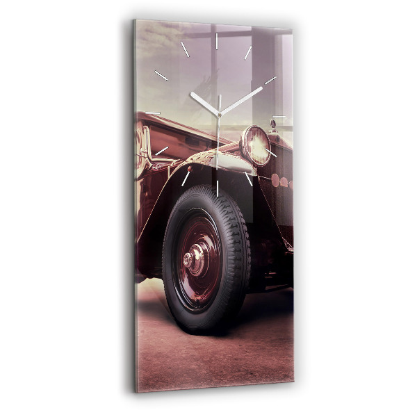 Sklenené hodiny na stenu Historické auto