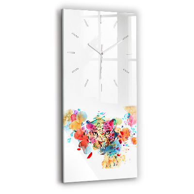 Sklenené hodiny na stenu Abstraktná divoká mačka