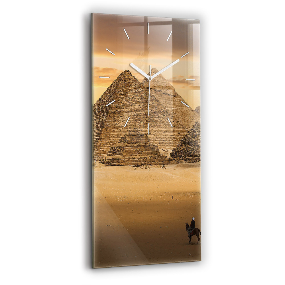 Vertikálne sklenené hodiny Pyramídy a západ slnka