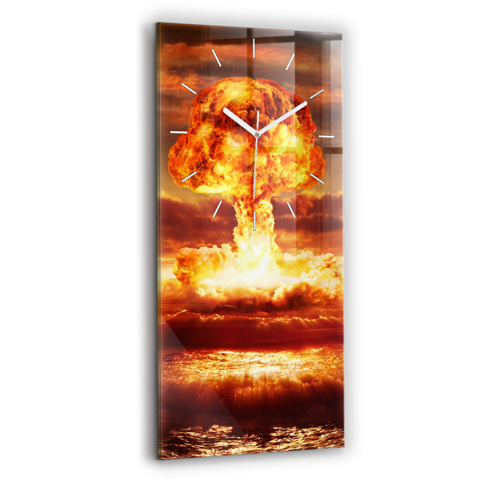 Sklenené nástenné hodiny Výbuch atómovej bomby