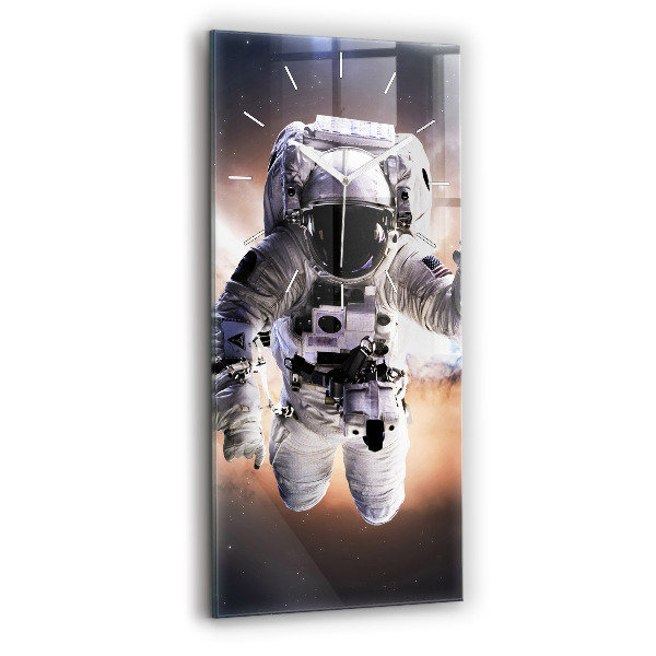 Sklenené nástenné hodiny Astronaut vo vesmíre