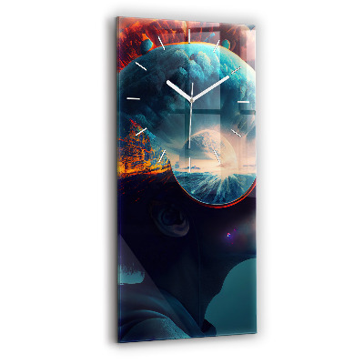 Sklenené hodiny na stenu Futuristický svet
