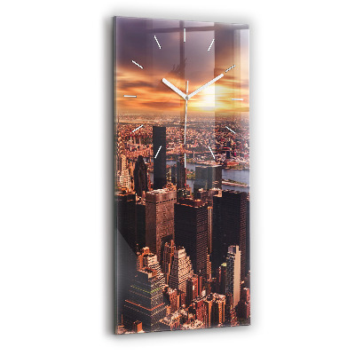 Sklenené hodiny na stenu Panoráma mesta na západ