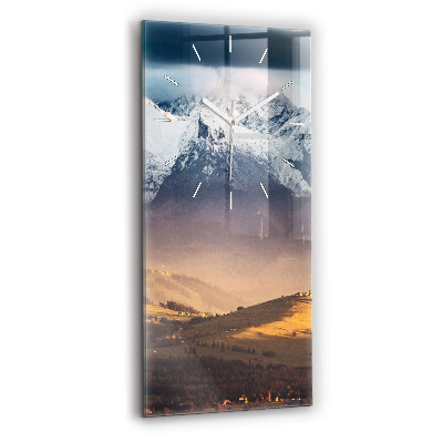 Sklenené hodiny Zimná krajina v Tatrách