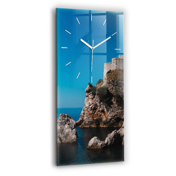 Sklenené hodiny na stenu Útesy v Dubrovníku