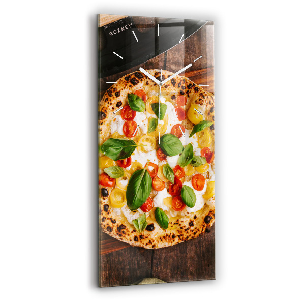 Vertikálne sklenené hodiny Talianska pizza