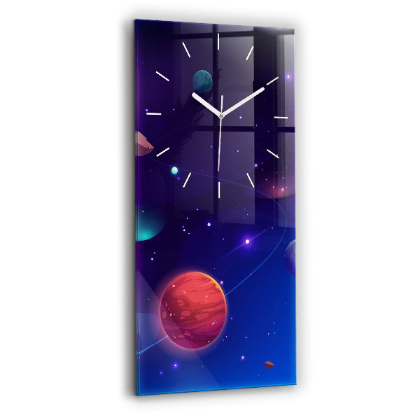 Vertikálne sklenené hodiny Galaxia planét