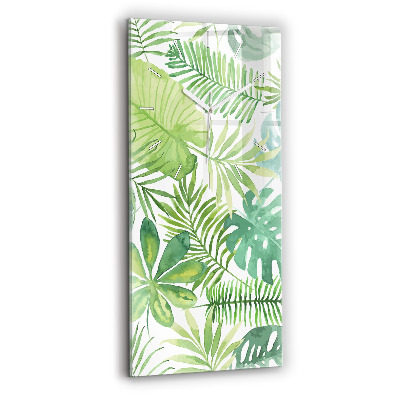 Sklenené hodiny na stenu Zelené listy