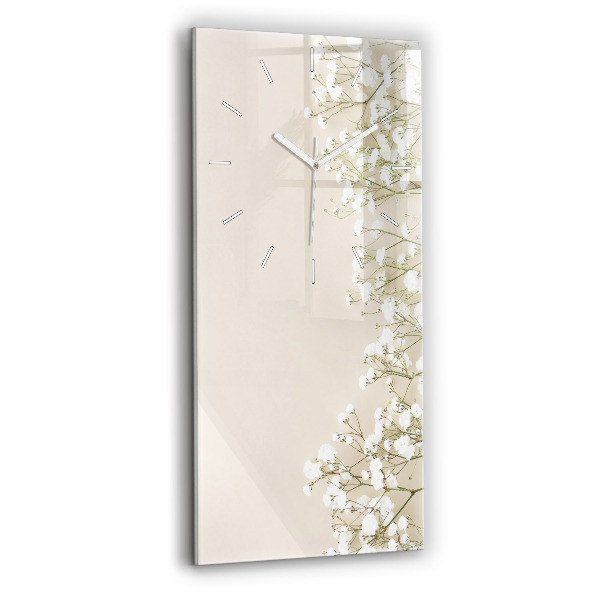 Vertikálne sklenené hodiny Kvitnúce kvety gypsophily