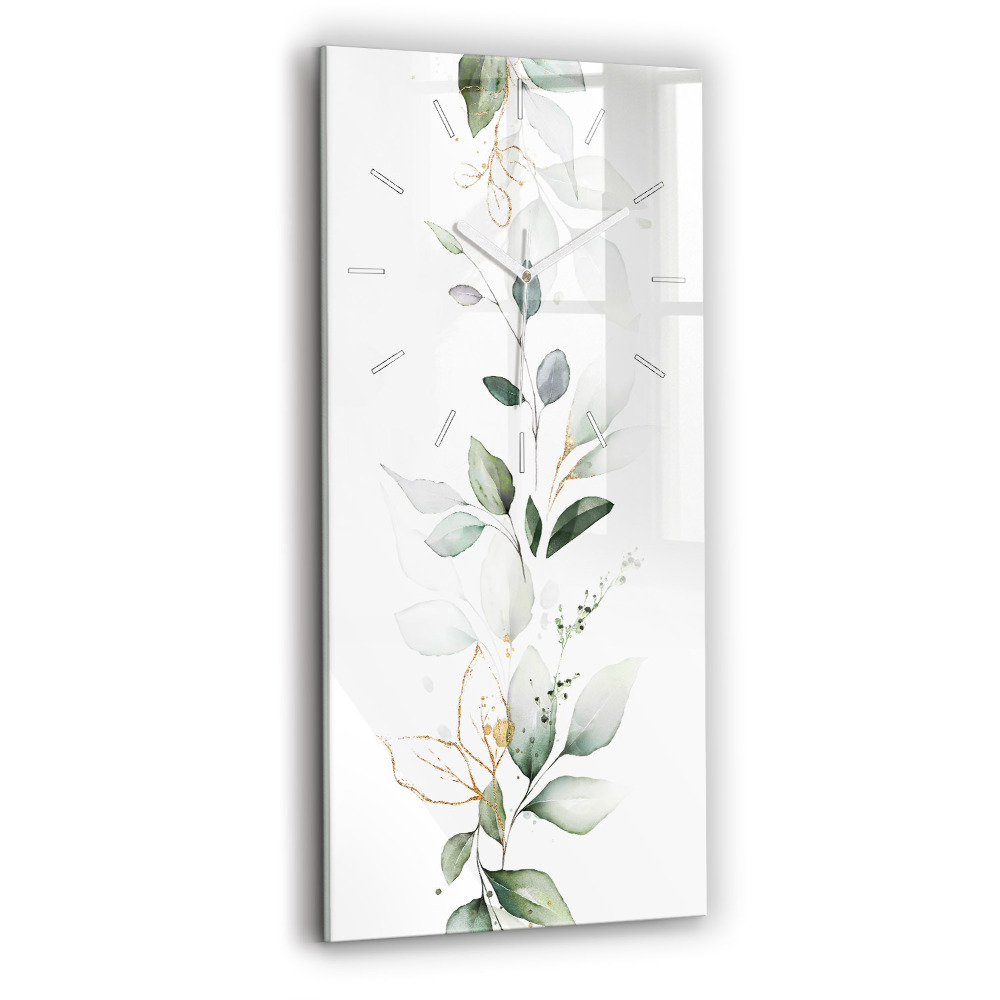 Sklenené nástenné hodiny Abstraktné listy