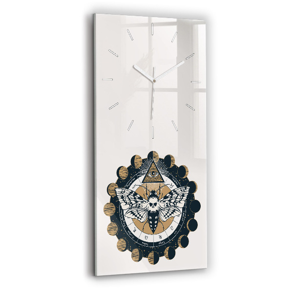 Sklenené hodiny na stenu Fázy mesiaca a oka