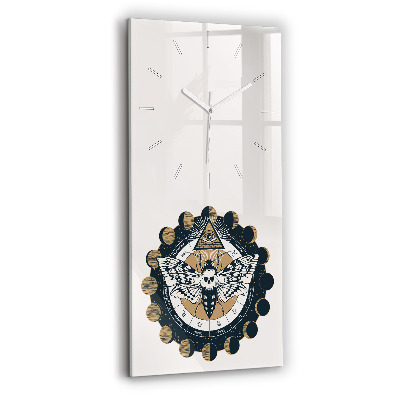 Sklenené hodiny na stenu Fázy mesiaca a oka