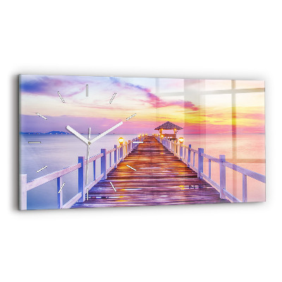 Horizontálne hodiny Most v prístave večer