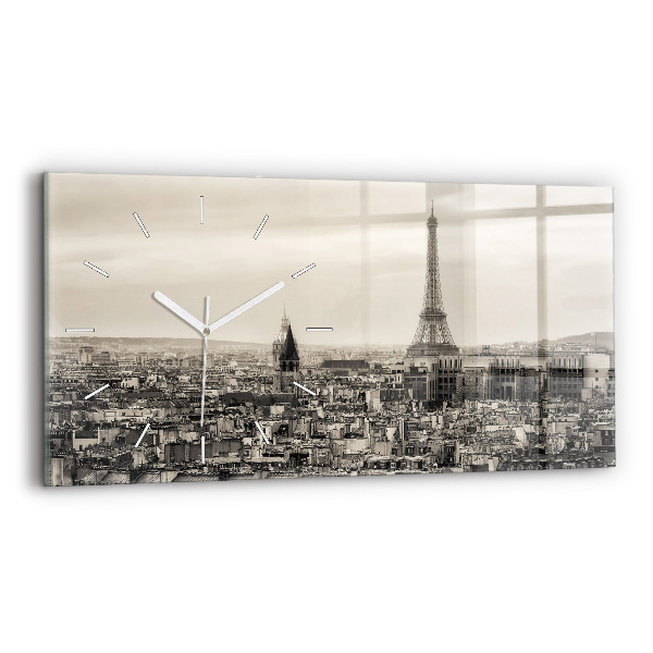 Sklenené hodiny na stenu Panoráma krajiny Paríža