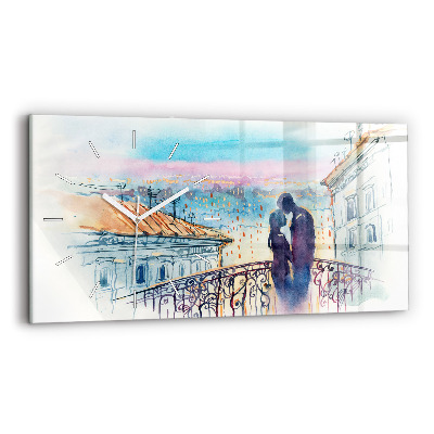 Horizontálne hodiny Ľudia na akvareli