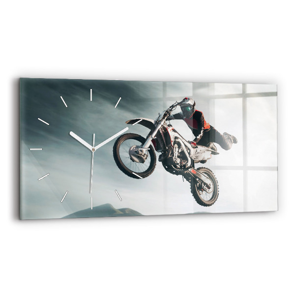 Sklenené hodiny Motorka v adrenalínovom štýle