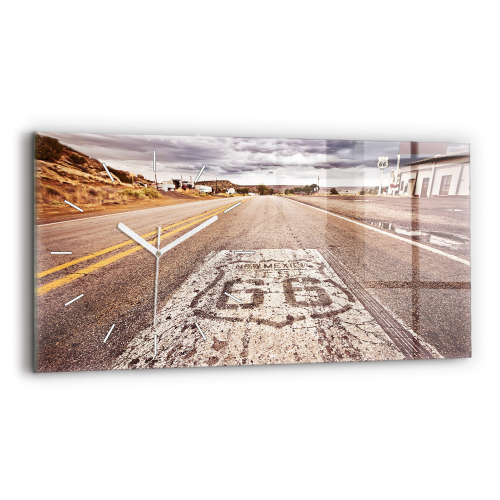 Sklenené hodiny na stenu Cesta Route 66 USA