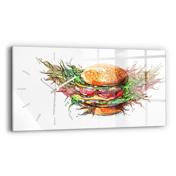 Sklenené hodiny XXL syrový hamburger