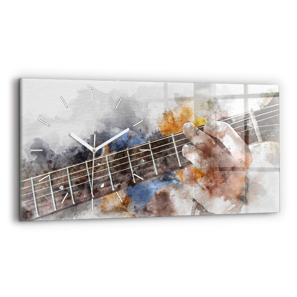 Sklenené hodiny na stenu Gitara