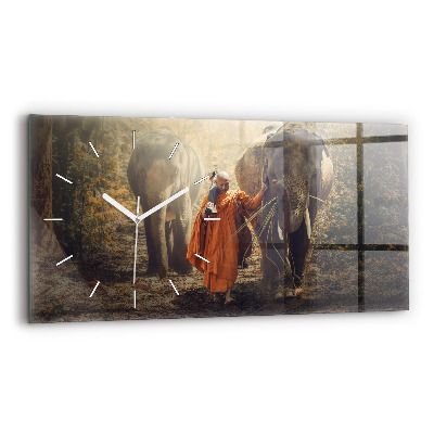 Horizontálne sklenené hodiny Mních vedúci slony