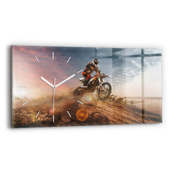 Horizontálne hodiny Muž na motorke