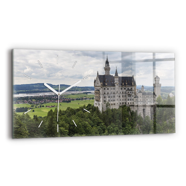 Sklenené hodiny na stenu Zámok Neuschwanstein