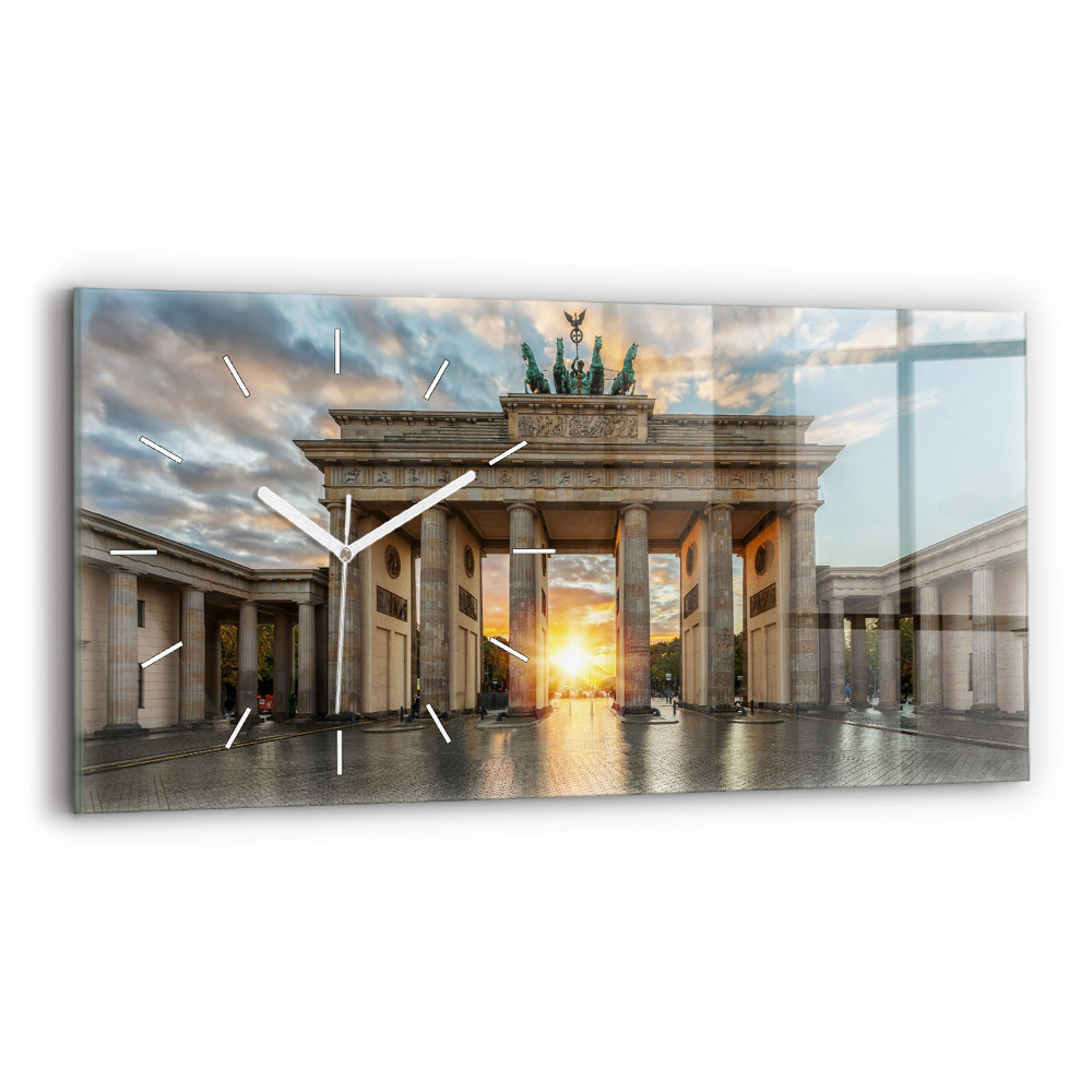 Horizontálne sklenené hodiny Brandenburská brána v Berlíne