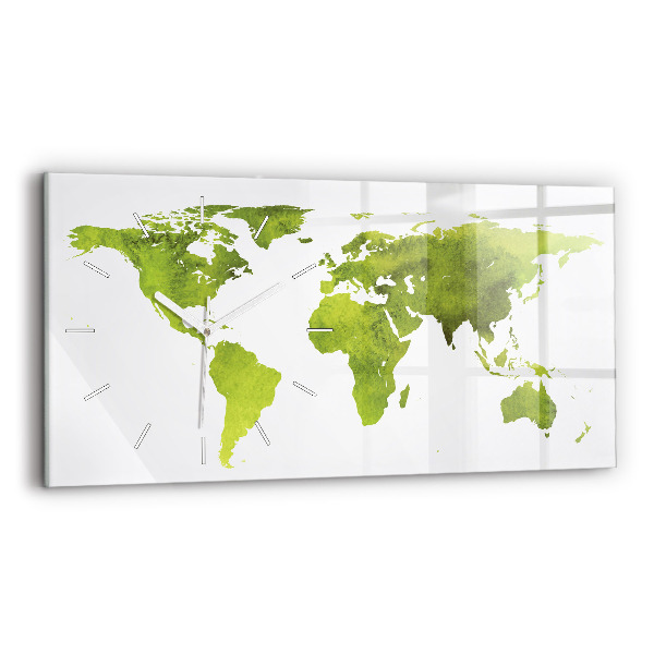 Horizontálne hodiny Akvarelová mapa sveta