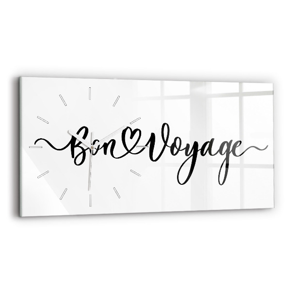 Sklenené hodiny Nápis Bon voyage