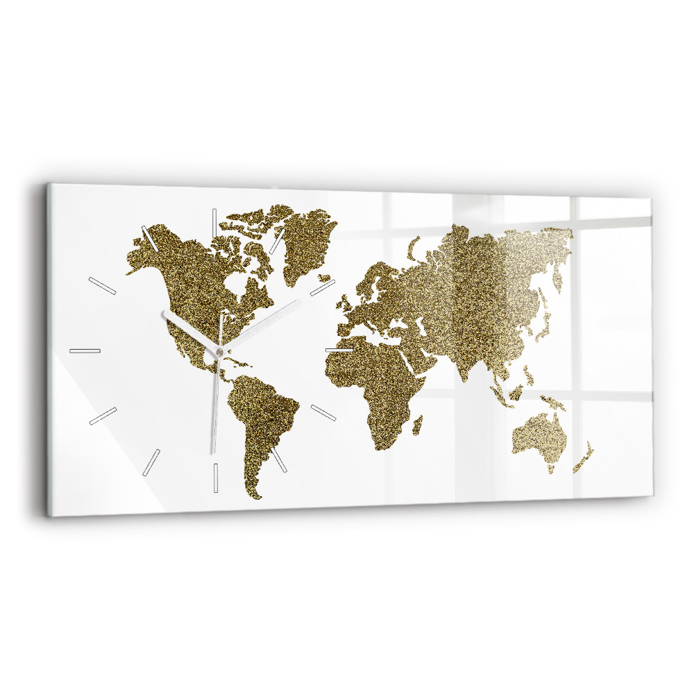Horizontálne sklenené hodiny Mapa sveta