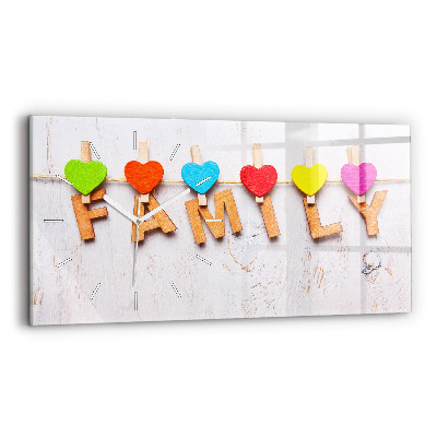 Sklenené hodiny Rodinný nápis