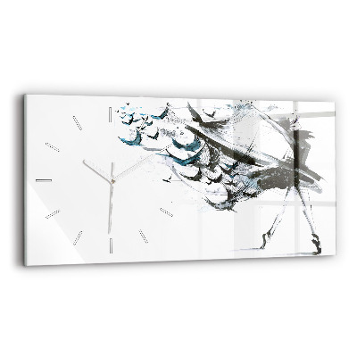 Sklenené hodiny na stenu Žena tancujúca balet