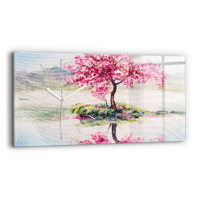 Sklenené hodiny na stenu Mozaika stromu