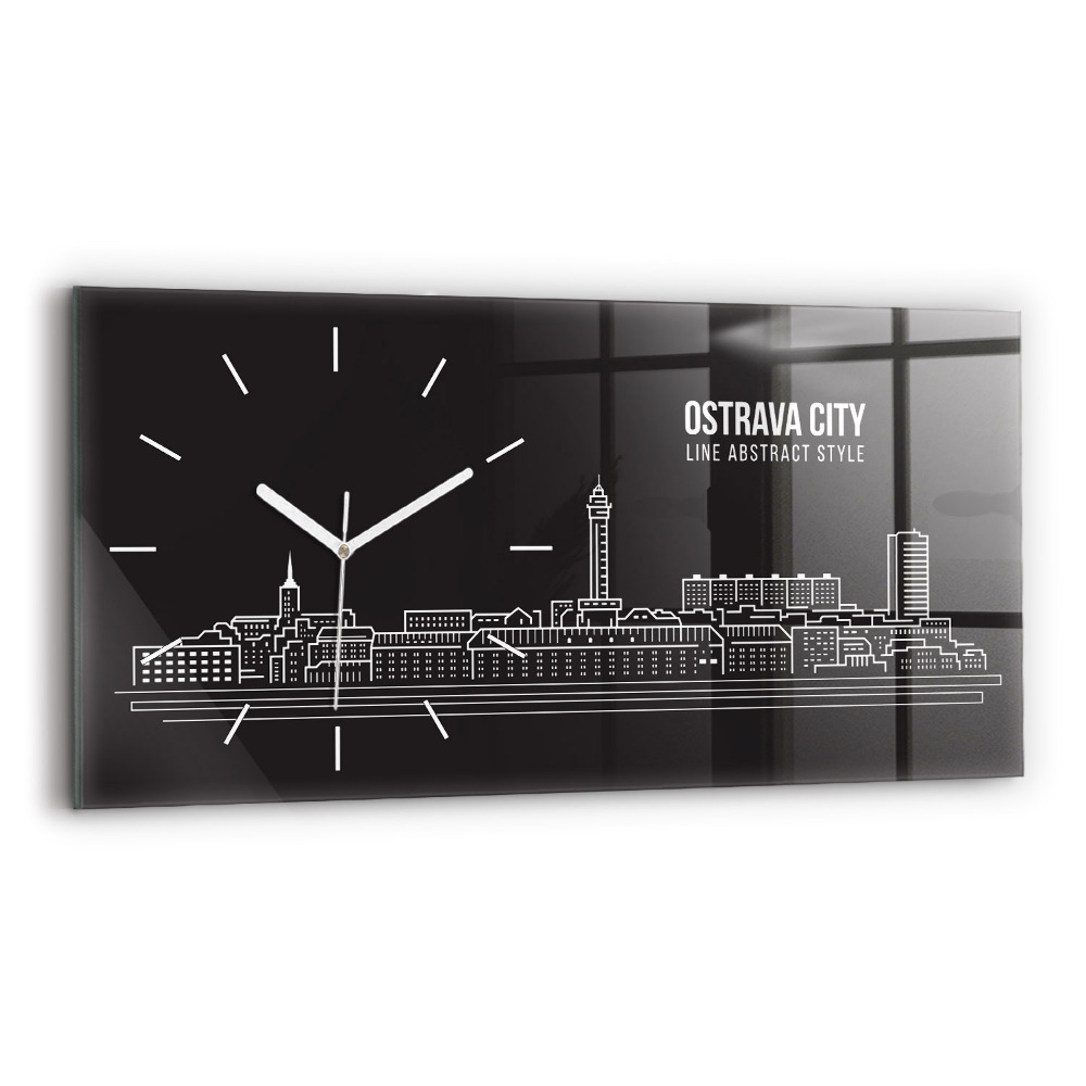 Horizontálne sklenené hodiny Kresba mesta Ostrava