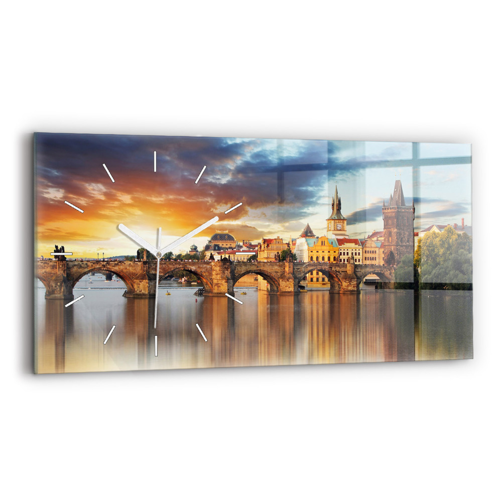 Horizontálne sklenené hodiny Panoráma nad riekou