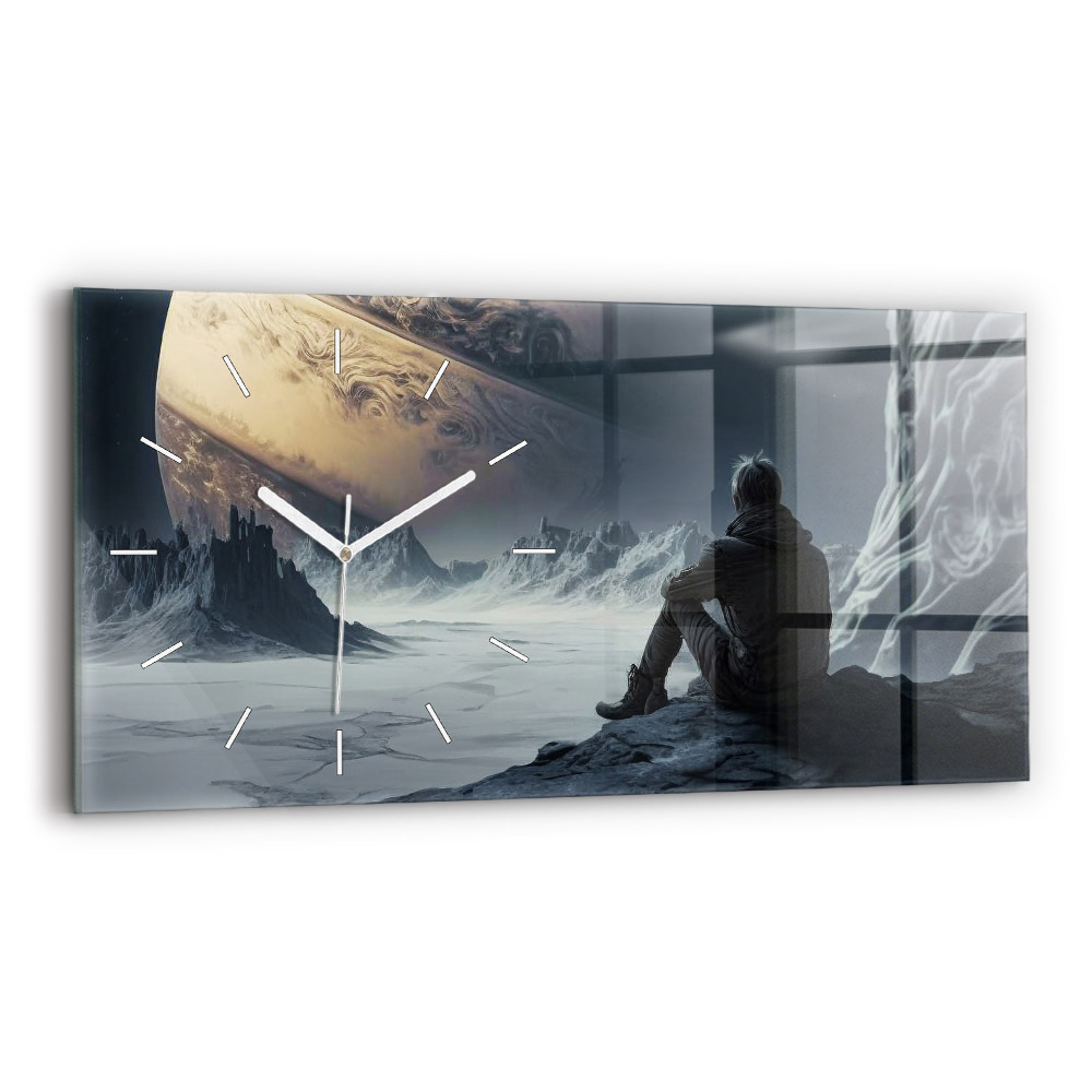 Horizontálne hodiny Muž Kozmos Planéta