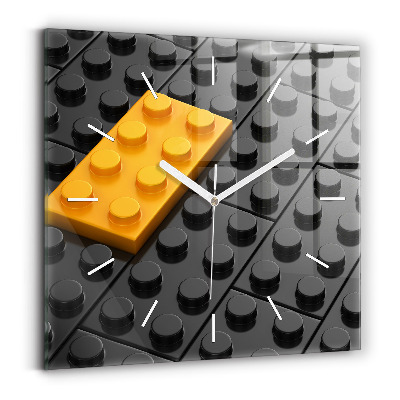 Sklenené hodiny na stenu Hračkárske bloky