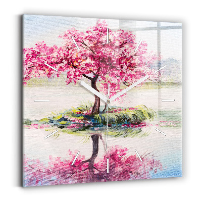 Štvorcové nástenné hodiny Mozaika stromu