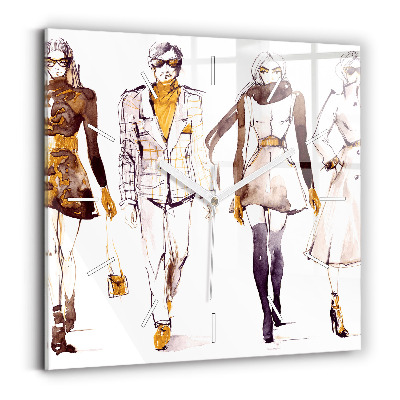 Sklenené hodiny na stenu Žena a muž