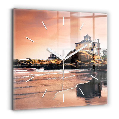 Sklenené hodiny na stenu Shermanovo pobrežie