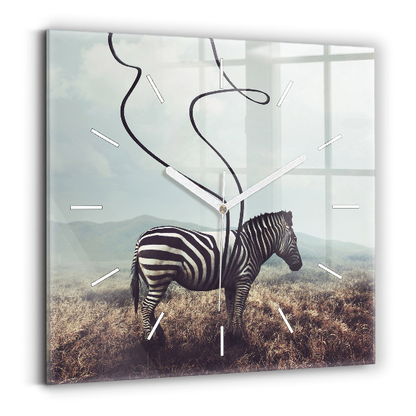 Štvorcové hodiny Zebra - abstrakcia