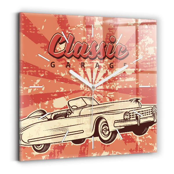 Štvorcové hodiny Retro retro auto