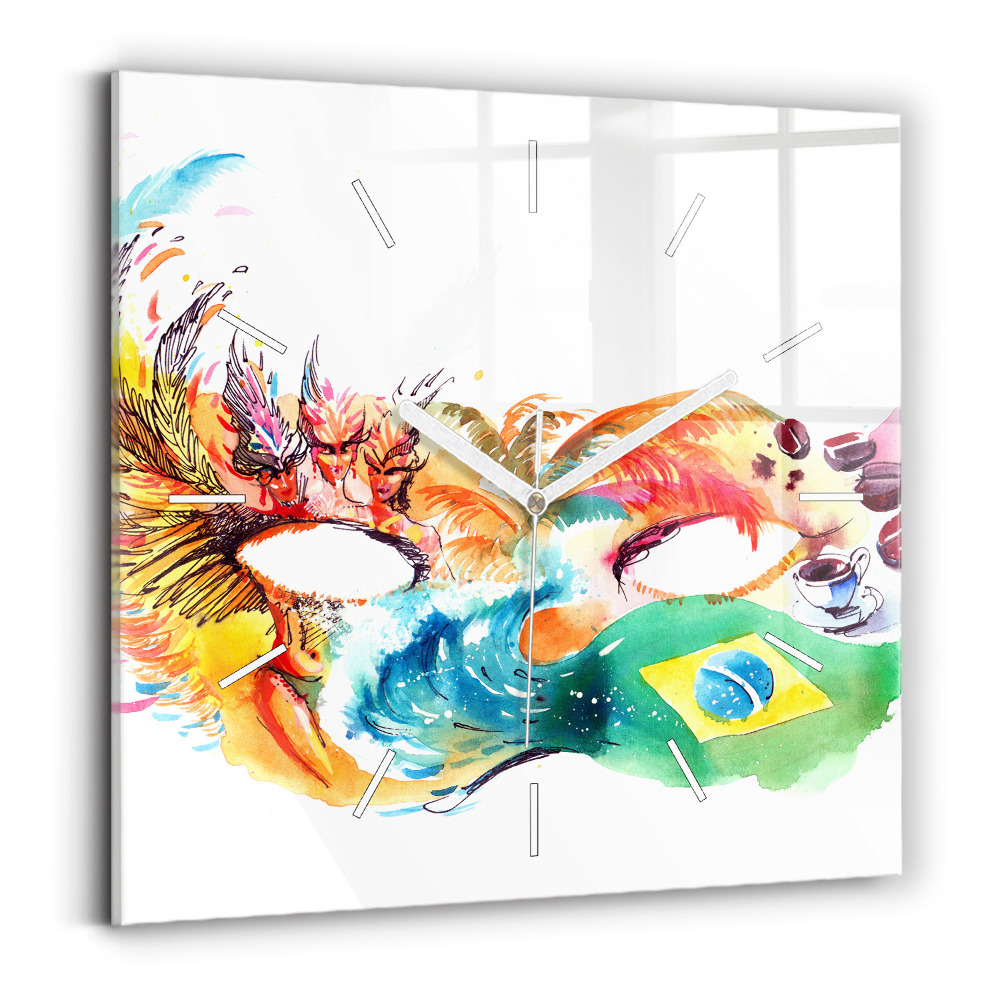 Sklenené hodiny na stenu Kultúra - Vlajka Brazílie