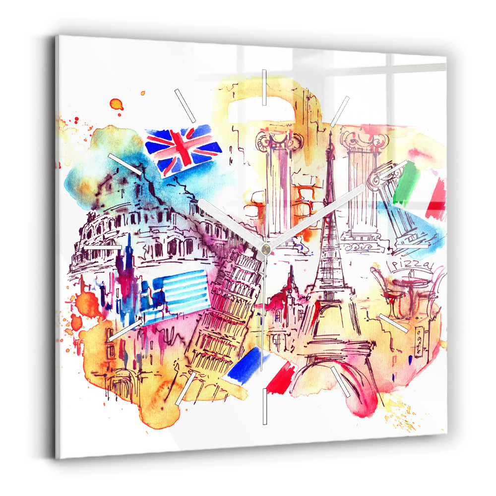 Sklenené hodiny na stenu Atraktívne krajiny sveta