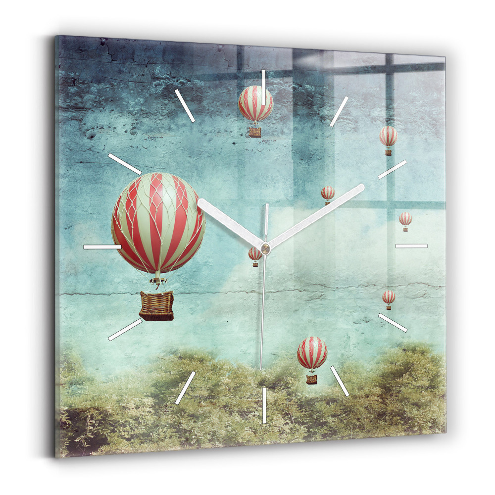 Štvorcové nástenné hodiny Maľované balóny