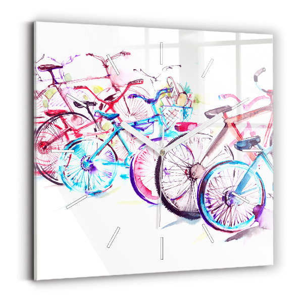 Štvorcové hodiny Farebné mestské bicykle