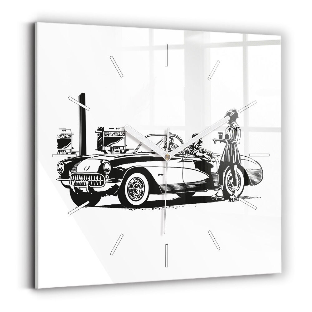 Štvorcové nástenné hodiny Retro ilustrácia